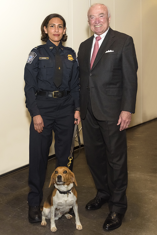 CBP K9 Team Zaskya Steros and TYKE, with Commissioner Bill Bratton at the 2022 'ASTORS' Awards Luncheon.